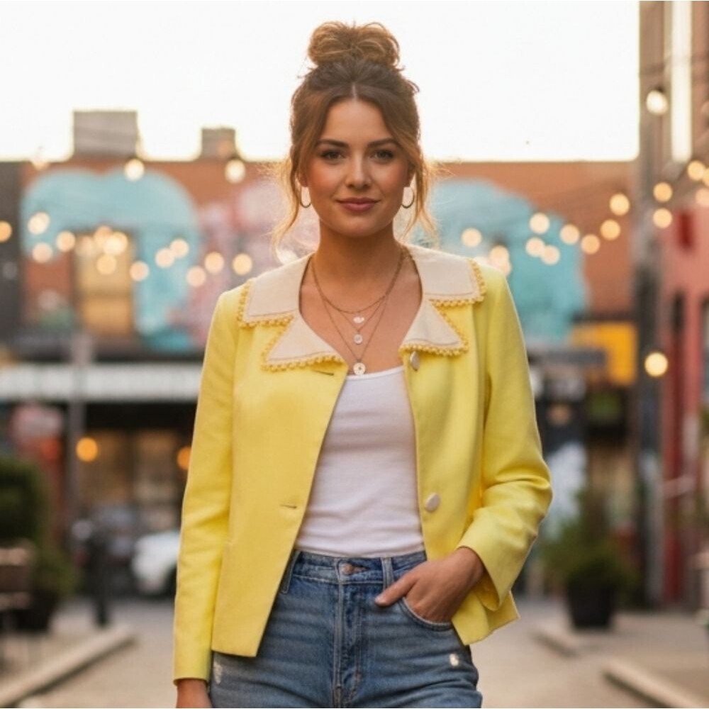 Vintage Monique Yellow Cropped Blazer –